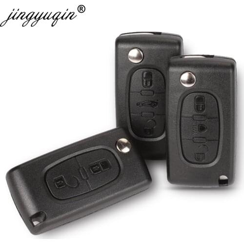 Jingyuqin 2/3 Buttons Car key Case for Peugeot 207 307 308 407 607 807 For Citroen C2 C3 C4 C5 C6 Flip Folding Car Key shell