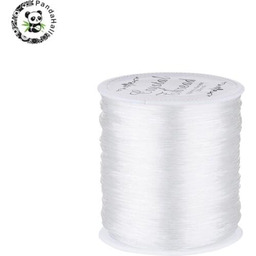 PANDAHALL 0.8mm Clear Crystal Stretch Elastic Cords, 100m per Roll Spool Thread Bracelet Beads Wire For Jewelry Making DIY