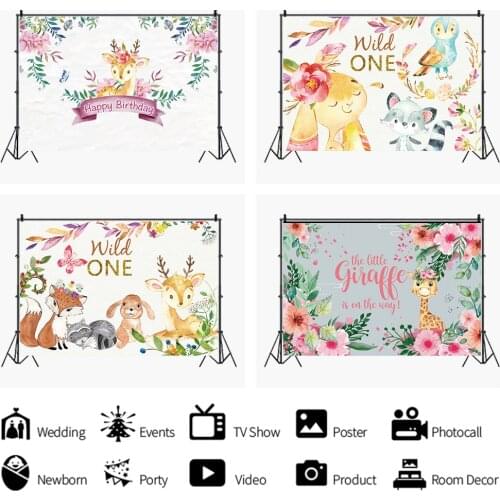 Colorful Forest Animal Theme Hedgehog Backdrops Photo Background Happy Birthday Party Decorations for Kids Photography Props