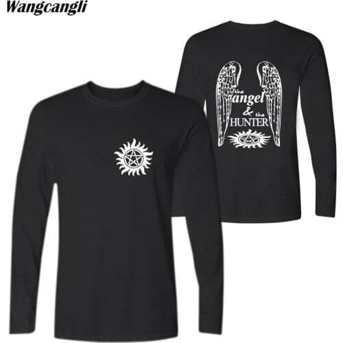 Supernatural angel & hunter printed women men t shirt casual tee shirt long sleeve t-shirt harajuku tshirt tops brand clothes
