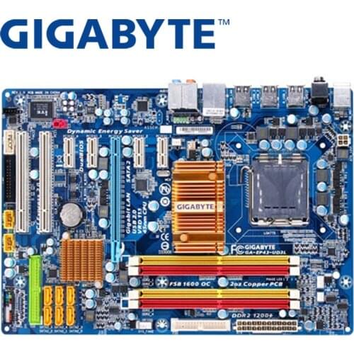 GIGABYTE GA-EP43-UD3L Desktop Motherboard P43 Socket LGA 775 For Core 2 Pentium D DDR2 16G DDR3 Used EP43-UD3L Mainboard