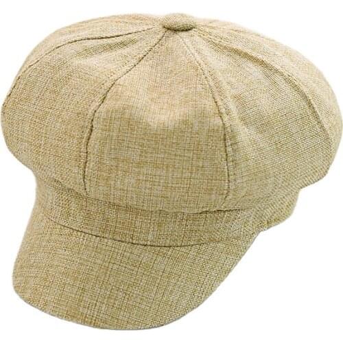 WJ411A Cotton Linen Cap for Men and Women British Fashion Beret Retro Newsboy Hat Baker Boy Cap