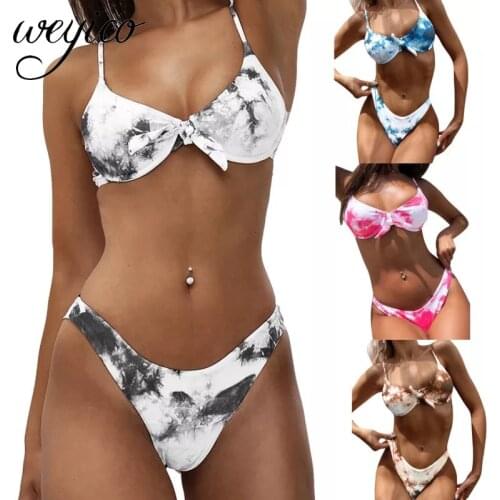 Bikini Set Women Swimwear High Cut Bow Knot Swimming For Bathing Suit Dye Beachwear 2021 Female Brazilian Swimsuit Mujer