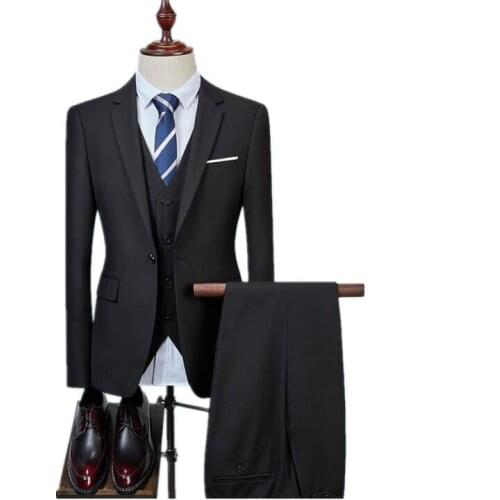 Jackets+Vest+Pants) Traje De Novio Men Slim Suit Groom Wedding Suits For Men Tuxedo One Button Mens Blazer Custom Men Suit