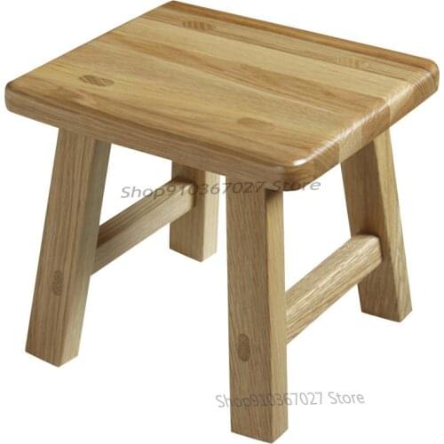 Small Wooden Stool White Oak Household Low Stool Solid Wood Square Stool Adult Children Creative Living Room Wooden Stool