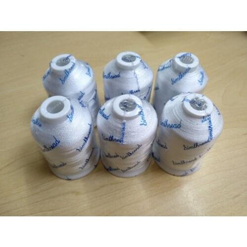 6 White color 100% Rayon Machine Embroidery Thread 800m each Ideal for Brother Janome Pfaff and Most Home Embroidery Machines