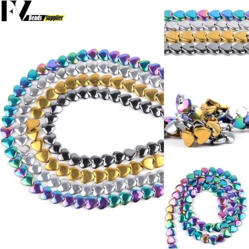 Wholesale Multicolor Hematite Heart Shape Stone Spacer Round Beads For Jewelry Making DIY Bracelets Necklace Needlework 15"