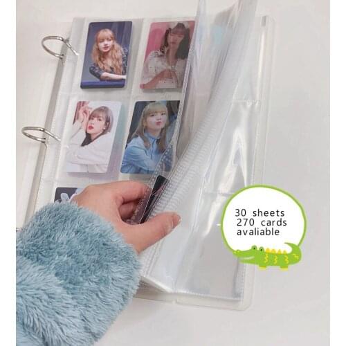 SKYSONIC A4 Transparent 270pcs Pocket Cards Holder PVC 3 Inch Binder Photo Album Loose Leaf Big Capacity Card Organizer Book