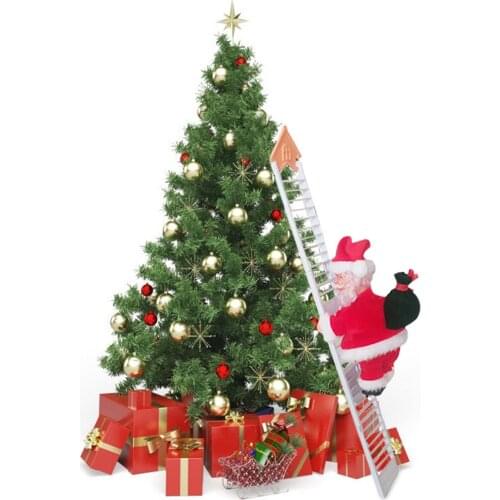 Christmas Electric Santa Claus Climbing Ladder Doll Home Merry Christmas Ornament Santa Claus Electric Climbing Hanging Xmas
