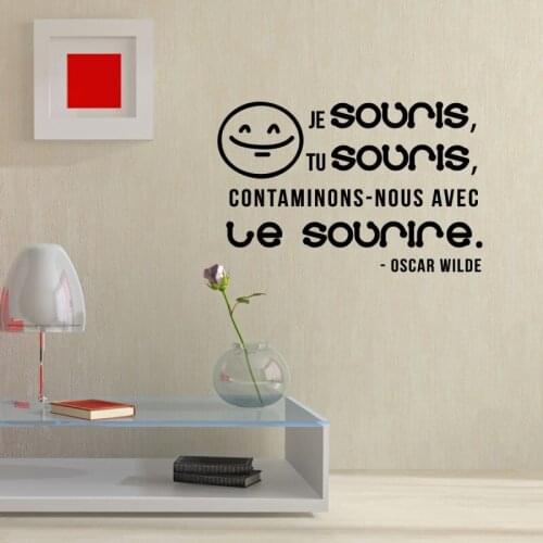 Removable French Vinyl Wall Sticker Quote Je souris Tu souris wall art mural decals for living room bedroom Home Decor GW025