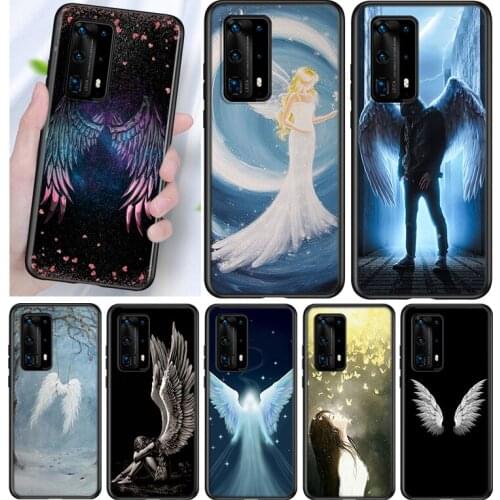 Silicone Cover Fallen Angel Wings Art For Huawei P40 P30 P20 Pro P10 P9 P8 Lite E Plus 2019 2017 Phone Case
