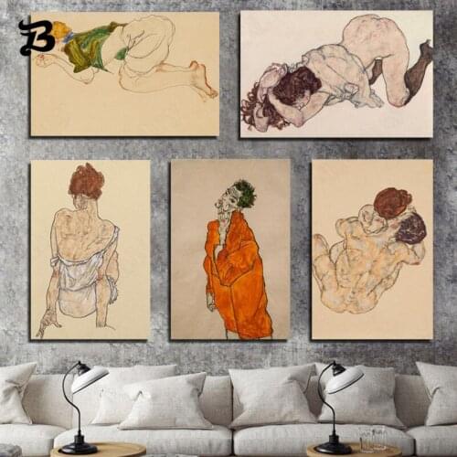 Modern Abstract Figure Painting Wall Art Expressionism Painting Modular Retro Character Wall Picture for Bedroom Home Decoration