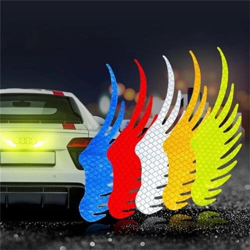 Safety Warning Reflective Car Sticker Angel Wings Reflective Warning Sign Funny Bike Decal Sticker Motorbike Reflective Sticker