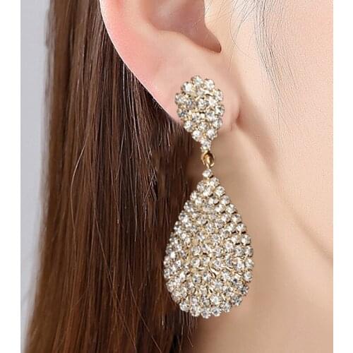 New Style Drop Dangle Earrings With Full Clear Crystal Classic Luxury Water Drop Earrings Bridal Wedding Party Jewelry Gifts