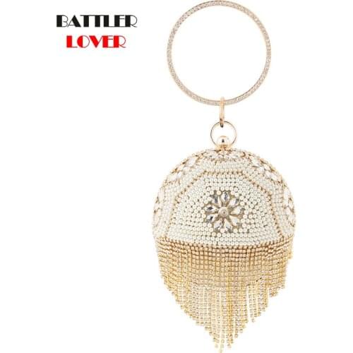 Women Diamond Evening Handbags Tassel Luxury Design Bags For Female 2021 Flowers Printing Bucket Ladies New Fashion Party Bolso