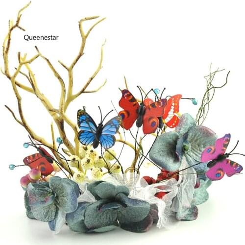 2017 New Forest Buckhorn Butterfly Hairband Crown For Women Christmas Holiday Party Show Flower Headwear Head Bands