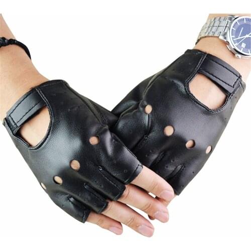1 Pair Cycling Half Finger Glove PU Leather Anti-Slip Fingerless Gloves Breathable Punk Gloves For Cycling Fitness Unisex Glovs