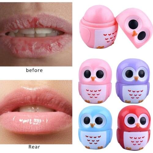 1pc Cartoon Owl Lip Balm Smooth Moisturizing Nourishing Natural Plant Sphere Lady Lip Balm Makeup Lip Care Soothing Makeup TSLM1