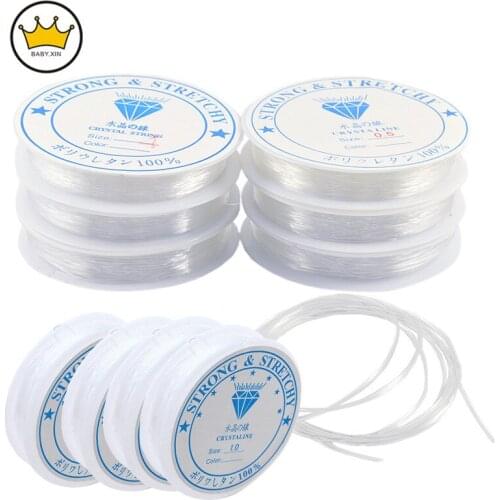 10Rolls/lot DIY 0.5mm 0.6mm 0.7mm 0.8mm 1mm Clear Elastic Crystal Thread for Bracelets Jewelry Making supplies