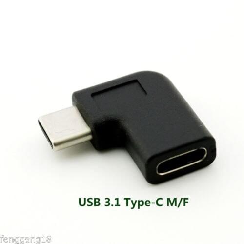 100pcs USB 3.1 Type-C Male to Female Jack 90 Degree Angled Data Sync Extension Adapter for Tablet Mobile Phone Cell Phone