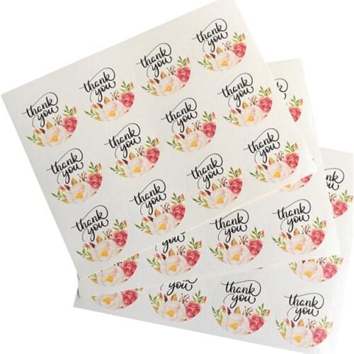120pcs/lot Multi Thank You Round Flower Adhesive Seals Sticker Gifts Labels For Baking Products