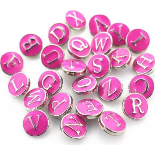 130pcs/lot Enamel Alphabet Snap Button Jewelry fit 12mm Ginger Button Snap Bracelet&Bangles Letter A-Z DIY Snap Jewelry Charms