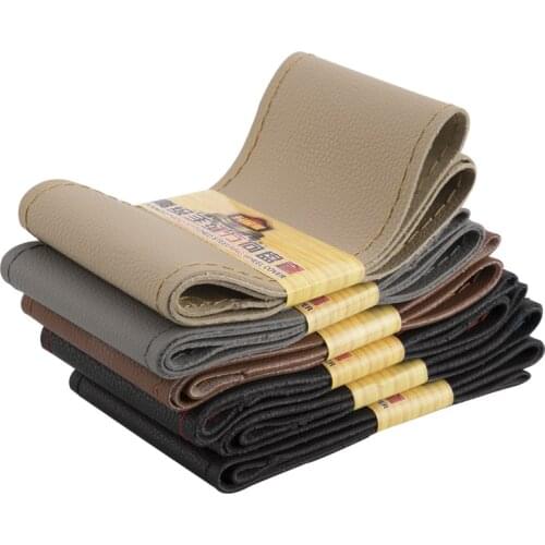 15 inch/38 cm PU Leather Car Steering Wheel Cover Anti-slip Car Steering-Wheel Braid Stitch On Wrap With Needle Thread