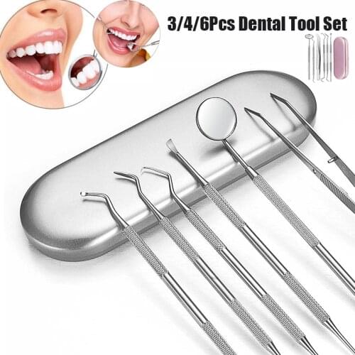 3/4/6 PCS Dental Mirror Tool Set Tooth Calculus Remover Tooth Stains Tartar Tool Dentist Teeth Whitening Oral Hygiene Care Kit