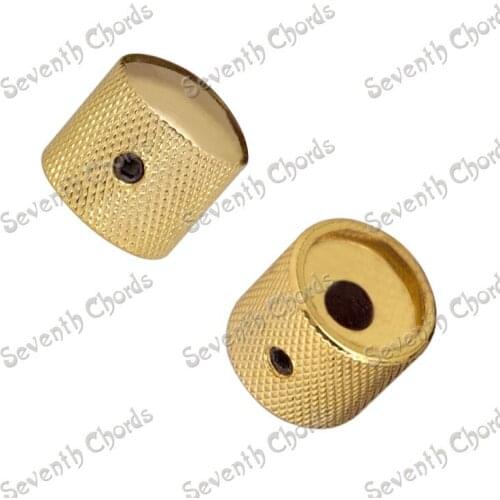 4 Pcs of A Set Gold Fine Grain Metal Knurled Barrel Dome Bass Guitar Volume Tone Control Knobs Button / C-1004XW