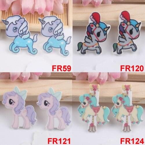 50pcs/lot Kawaii Cartoon Unicorn Flat Back Resins For Hair Bow Accessories Cute Horse Planar Resin DIY Craft Home Decorations