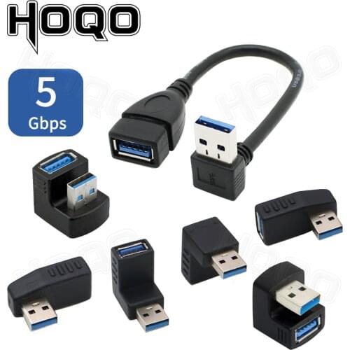 90 180 degree Left Right Angle USB 3.0 Male to Female Adapter Connector Short USB Extension Cable Extender Cord Drop shipping