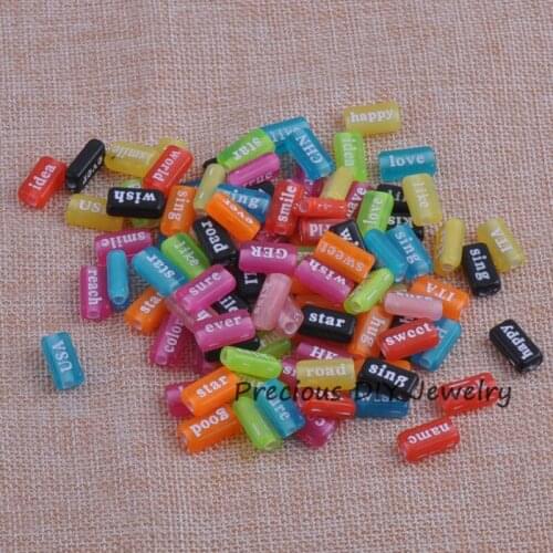 Colorful mixed with letter word Acrylic Spacer Beads For kid Jewelry Making about 50pcs 15x8m YKL0360X
