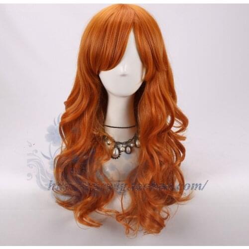 Anime One Piece Nami Orange Wig Long Wavy Synthetic Cosplay Anime Wigs Hair + Free Wig Cap
