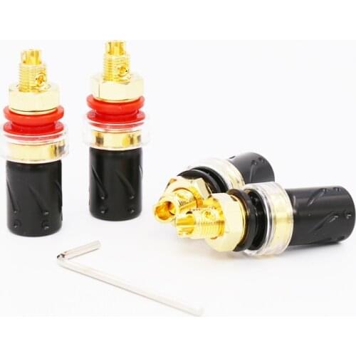 Viborg audio pure copper 24K gold plated 4pcs BP-603G 4.5mm Female Banana Jack Socket Test Amplifier Terminal Binding Post