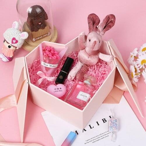 Behogar Lovely Ribbon Gift Package Heart Shaped Candy Boxes for Wedding Gifts Valentines Day Birthday Gifts Party Decorations