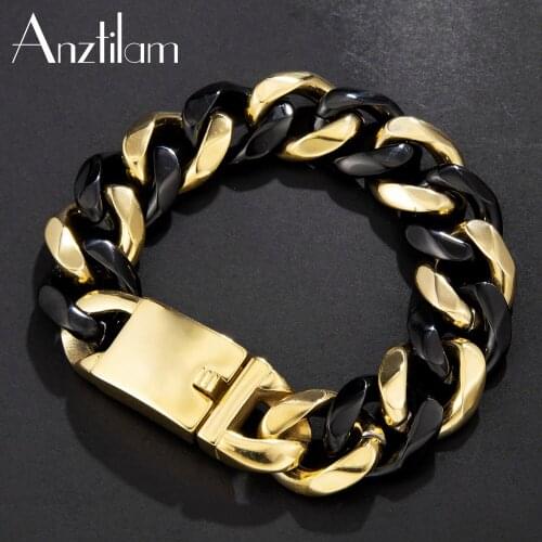 19mm Hip Hop Double Color 316L Stainless Steel Bracelet For Men Link Cuban Chain Bracelets Women Rapper Free Shipping