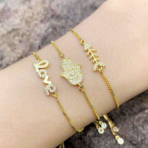 2021 Gold Shell Beaded Jerwelry Adjustable Copper Zircon Girl Punk Style Engagement Party Charm Women Unisex Bracelet Gift