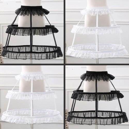 Black or White Short Petticoats for Wedding Lolita Woman Girl Underskirt Crinoline Fluffy Pettycoat Hoop Skirt