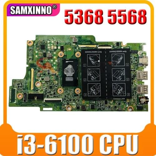 CN-0JV40X 0JV40X for Dell INSPIRON 5368 5568 Laptop Motherboard SR2EU Intel i3-6100 CPU QAL70 15296-1 Mainboard tested ok