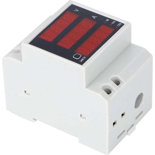 D52-2048 Din Rail Voltage Tester Current Meter Voltmeter Ammeter Digital Display AC300V 0~100A Multimeter Electronic Detector
