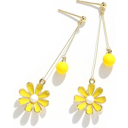 Daisy flower 925 silver earrings female long 2020 new small fresh ear chrysanthemum earrings earrings for women pink earrings