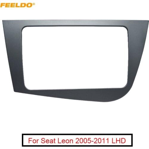 FEELDO Gray Car 2 Din Audio Radio Fascia Frame for Seat Leon 2005-2011 Left Hand Driving LHD Dash Plate Panel Mount Kit #FD5818