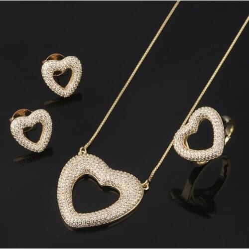 Funmode Charm Lovely 3 pcs Full CZ Paved Red Black Blue White Rhinestone Wedding Jewelry Sets Women Vacation Party Gifts FS10
