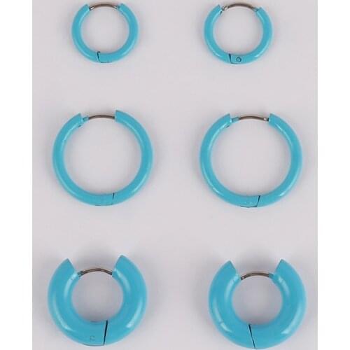 Geometric Simple Blue Colorful Earring Stainless Steel Earring Hoop Earrings Round Circle Earrings For Women Jewelry Earrings