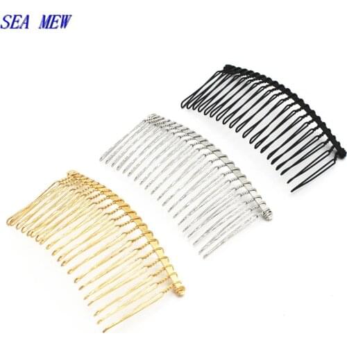 20 PCS 80mm*38mm Fashion Metal Alloy Hair Combs Base Gold Silver Plated 20 Teeth Hair Combs Base Setting