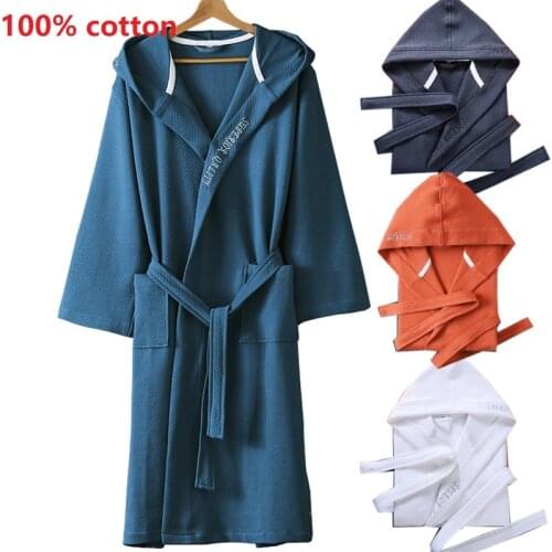 100Cotton Bathrobe QuiltedThick Robe Lovers Soft Bath Robe Men Women Nightrobe Sleepwear Male Casual Home Dressing Gown Pajamas