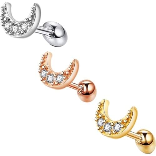 Surgical Steel Prong Set Zircon Crystal Ear Cartilage Tragus Helix Piercing Bar Top Upper Stud Earring Tunnel Plugs 16g