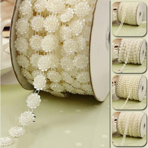 Imitation Ivory Pearl Bead Jewelry Chain Sew On Trims Wedding Party Dress Costume Applique Jewelry Making DIY Accessories