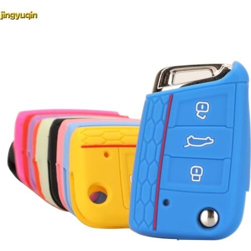 Jingyuqin 60pcs Remote Key Case Cover For VW Polo Golf7 mk7 Tiguan SKODA Octavia A7 Kodiaq Karoq SEAT Ateca Leon Ibiza 2015-2017