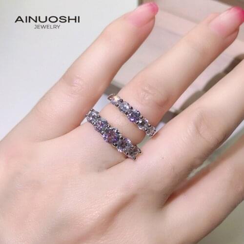AINUOSHI 925 Sterling Silver Round Cut SONA Diamond Engagement Rings Gift For Beautiful Women 5-stone Rings